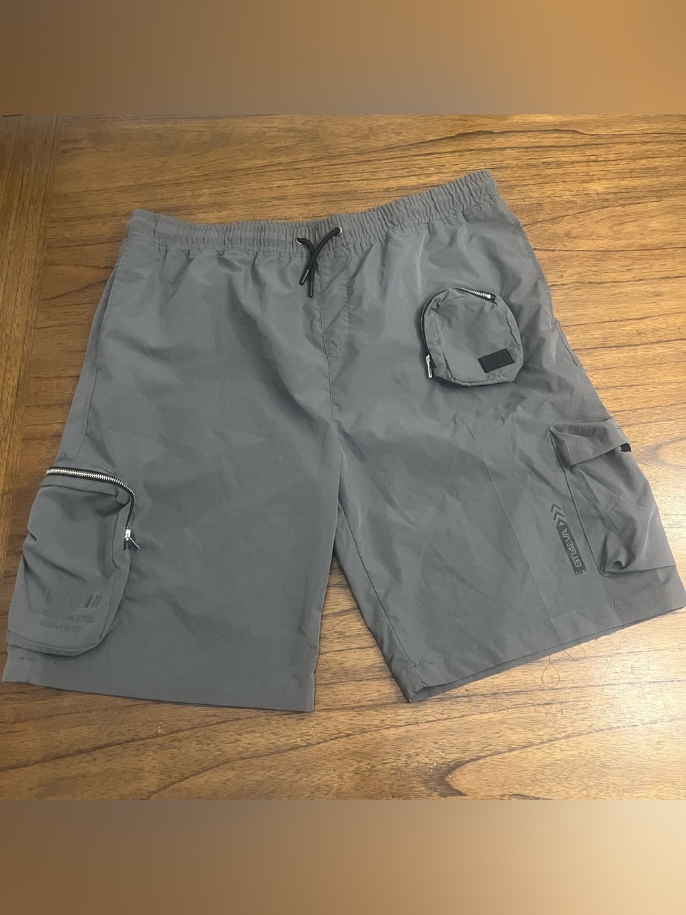 GTLY Men’s 4XB Techwear Cargo Shorts Grey Elastic Waist Utility Pocket